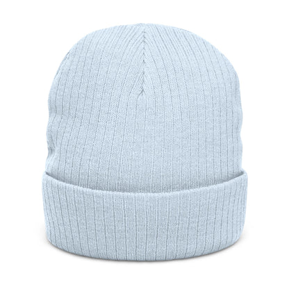 A Blue Ember Skull Ribbed Beanie — Cozy Winter Hat for Bikers & Streetwear