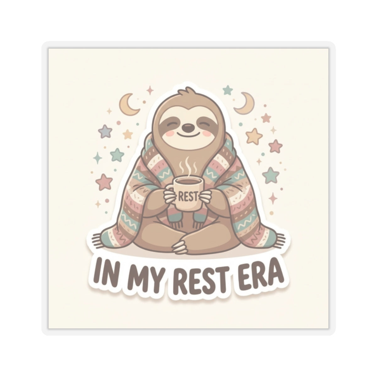 Sloth “In My Rest Era” Sticker — Cute Cozy Laptop/Planner Kiss-Cut Sticker