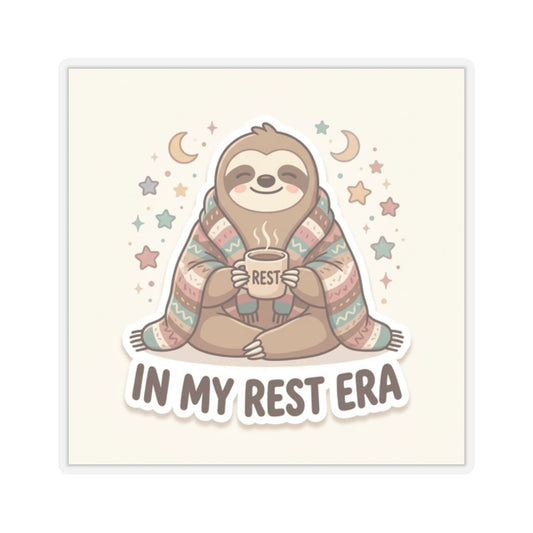 Sloth “In My Rest Era” Sticker — Cute Cozy Laptop/Planner Kiss-Cut Sticker