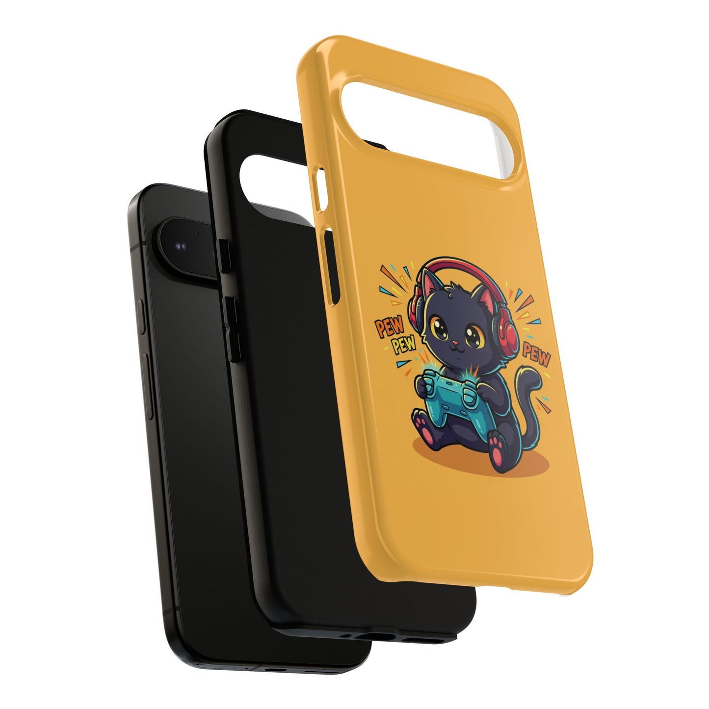 Cute Gamer Cat Phone Case - 'Pew Pew' Controller Design