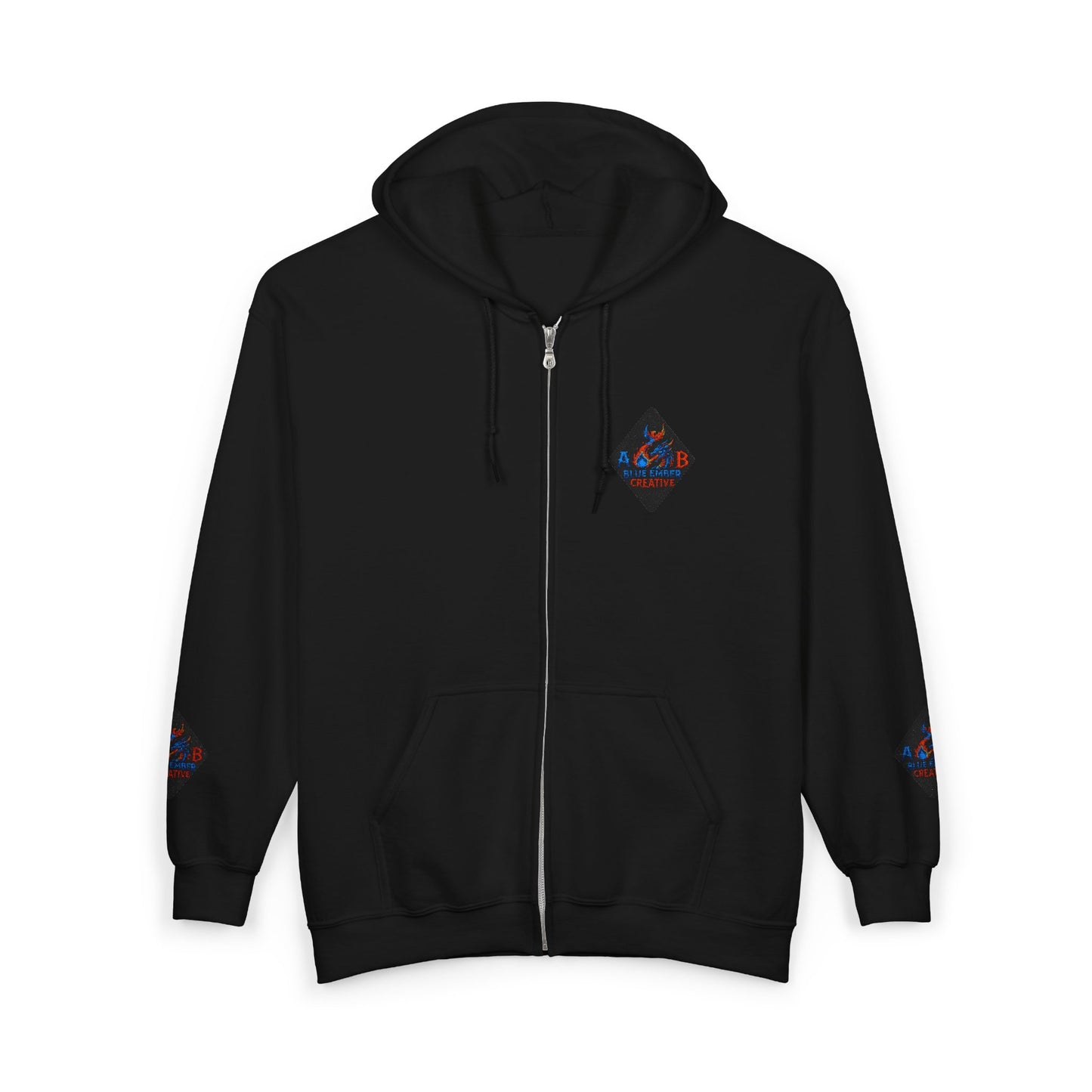 A Blue Ember Creative Diamond Zip Hoodie – Small Card Graphic