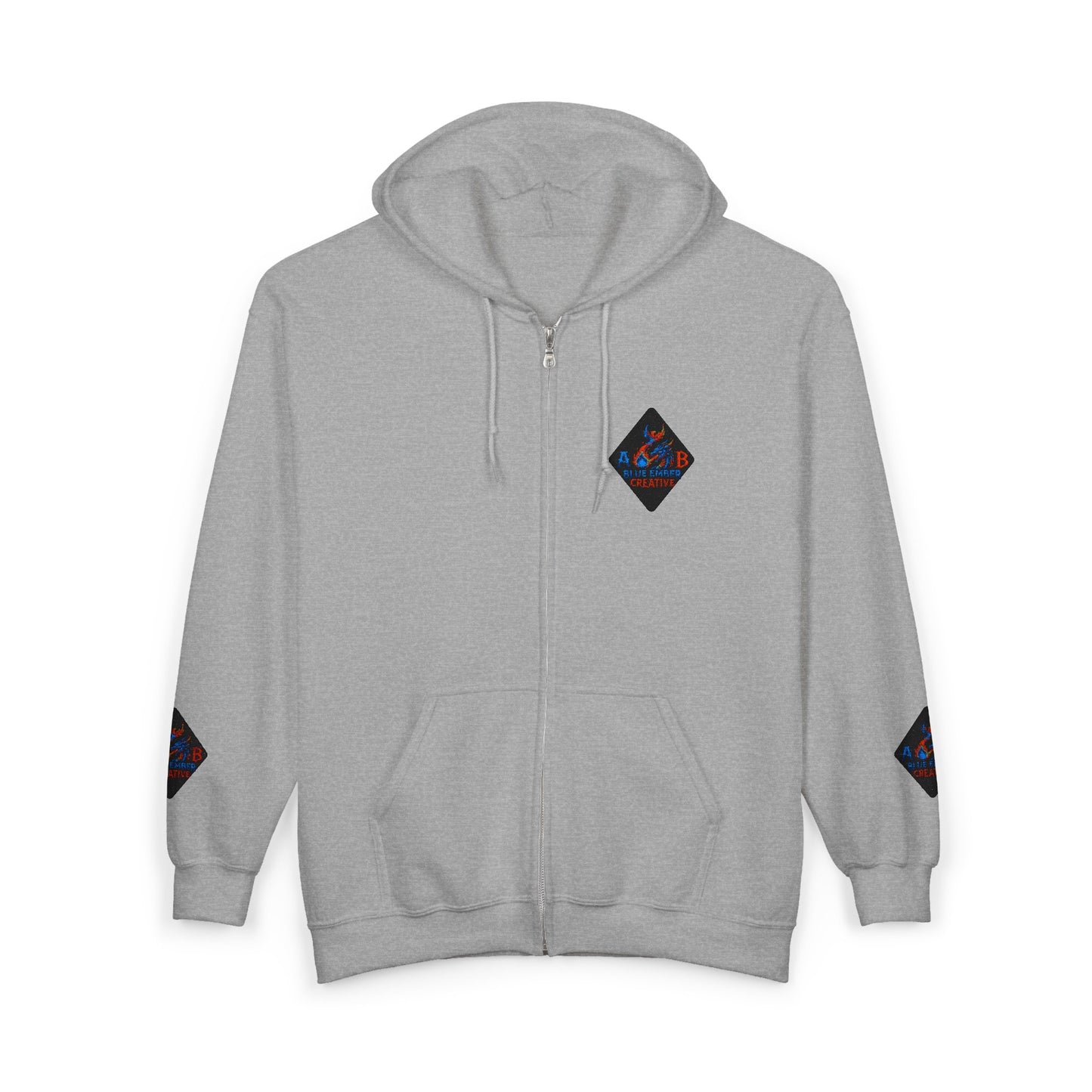 A Blue Ember Creative Diamond Zip Hoodie – Small Card Graphic