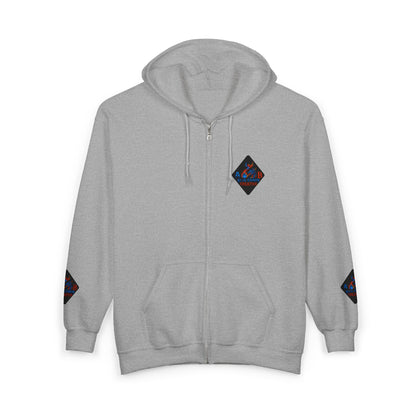 A Blue Ember Creative Diamond Zip Hoodie – Small Card Graphic