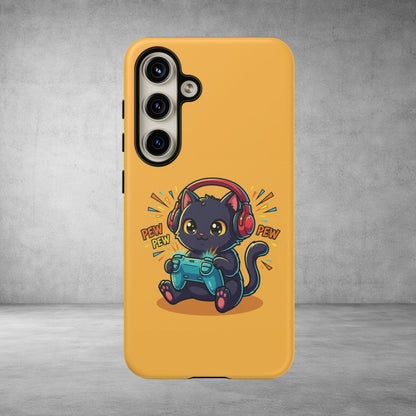 Cute Gamer Cat Phone Case - 'Pew Pew' Controller Design