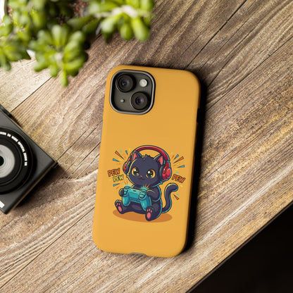 Cute Gamer Cat Phone Case - 'Pew Pew' Controller Design