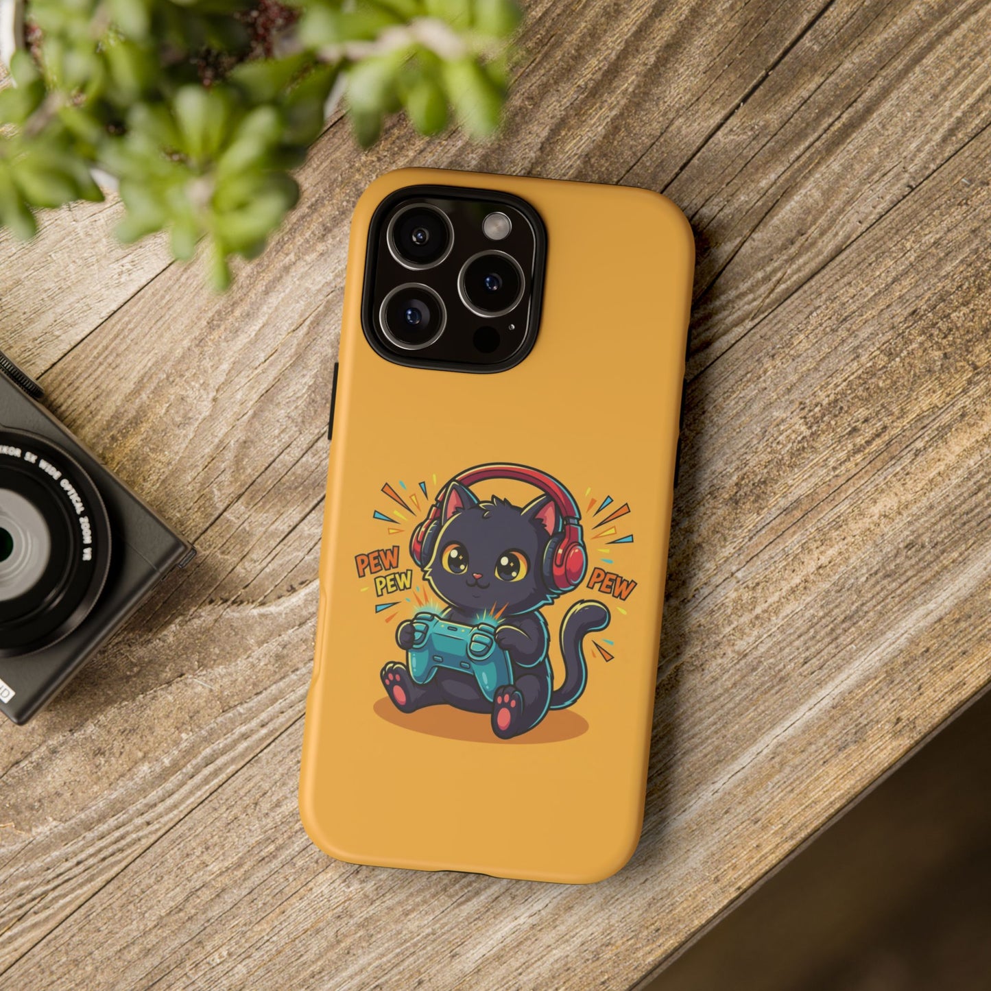Cute Gamer Cat Phone Case - 'Pew Pew' Controller Design