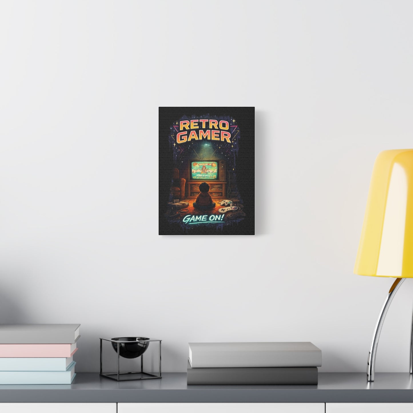 Retro Gamer Matte Canvas Wall Art — "Game On!" Vintage Video Game Poster