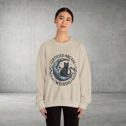Certified Arcane Weirdo Crewneck Sweatshirt | witchy goblincore celestial