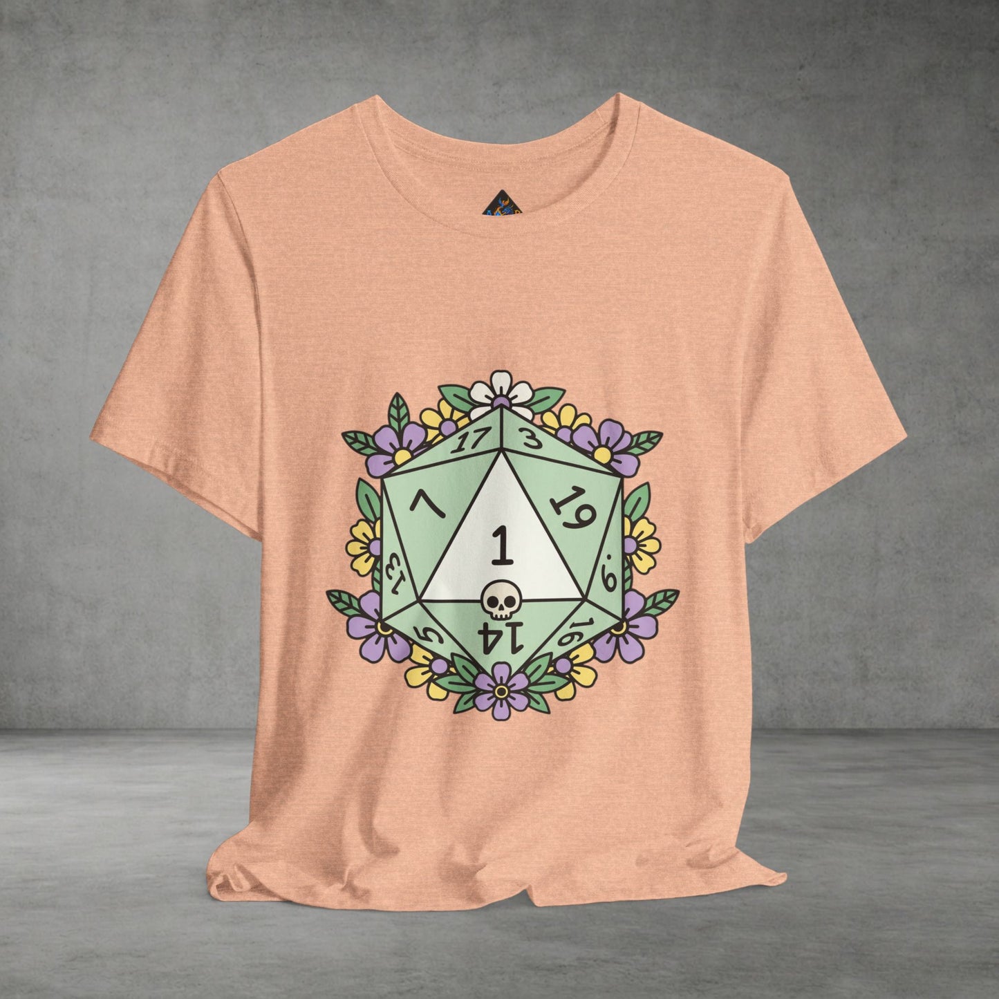 D20 Floral Dice Tee — Pastel RPG Gamer T-Shirt
