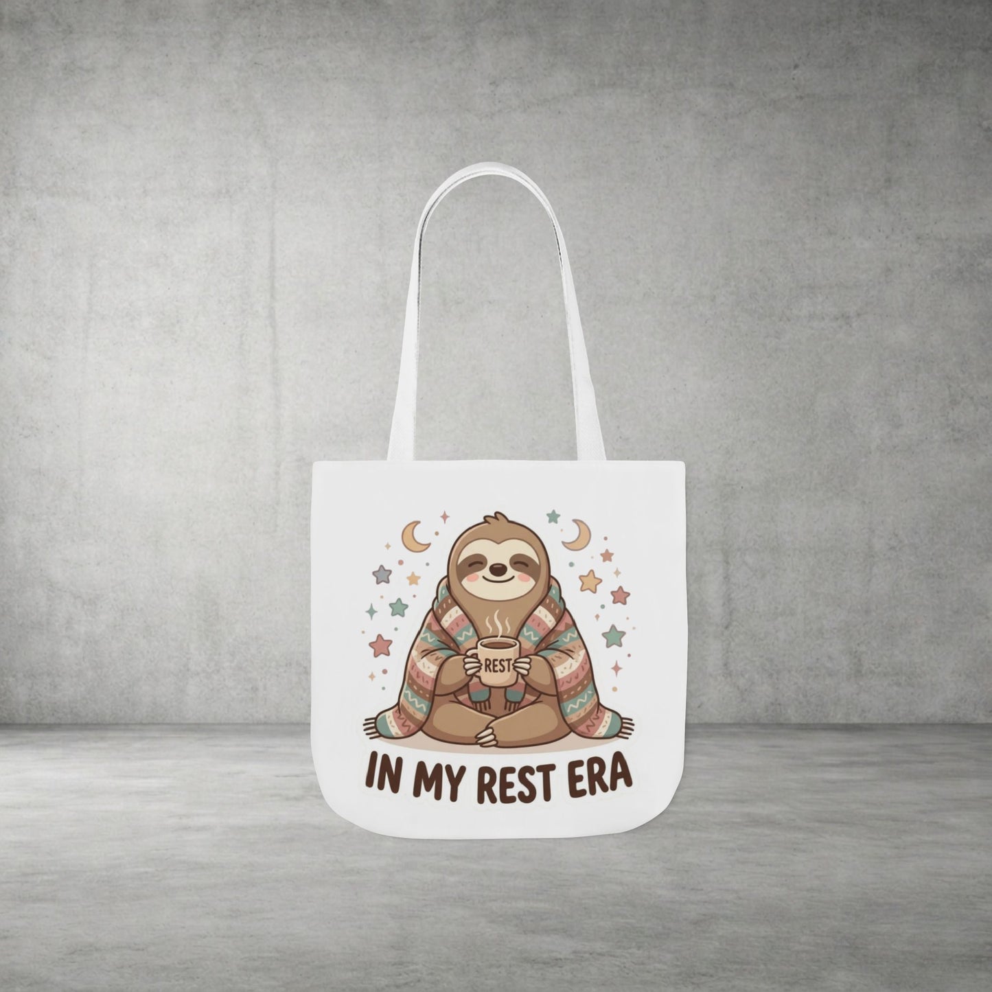 Tote Bag — 'In My Rest Era' Cute Sloth Canvas Tote for Cozy Self-Care Gifts