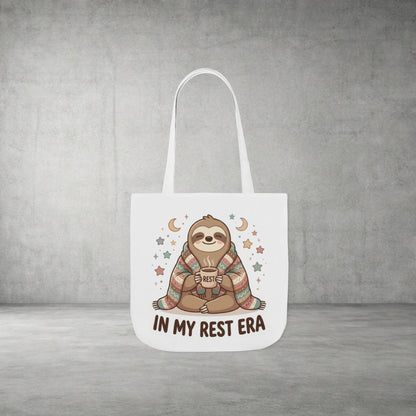 Tote Bag — 'In My Rest Era' Cute Sloth Canvas Tote for Cozy Self-Care Gifts
