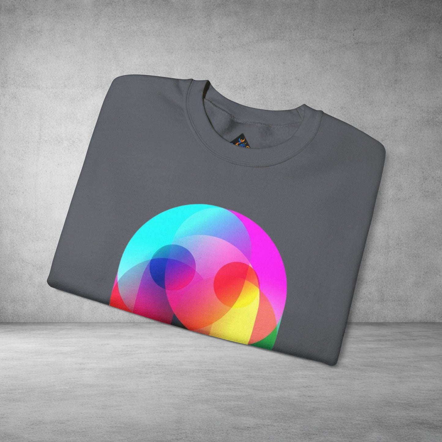 Crewneck Sweatshirt — Colourful Overlap Ghost Art Graphic