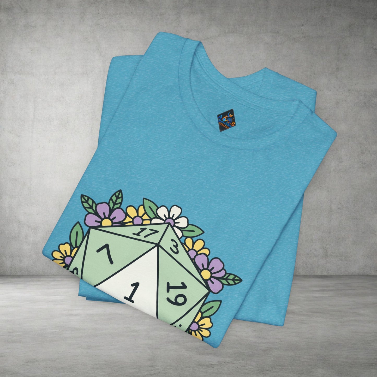 D20 Floral Dice Tee — Pastel RPG Gamer T-Shirt