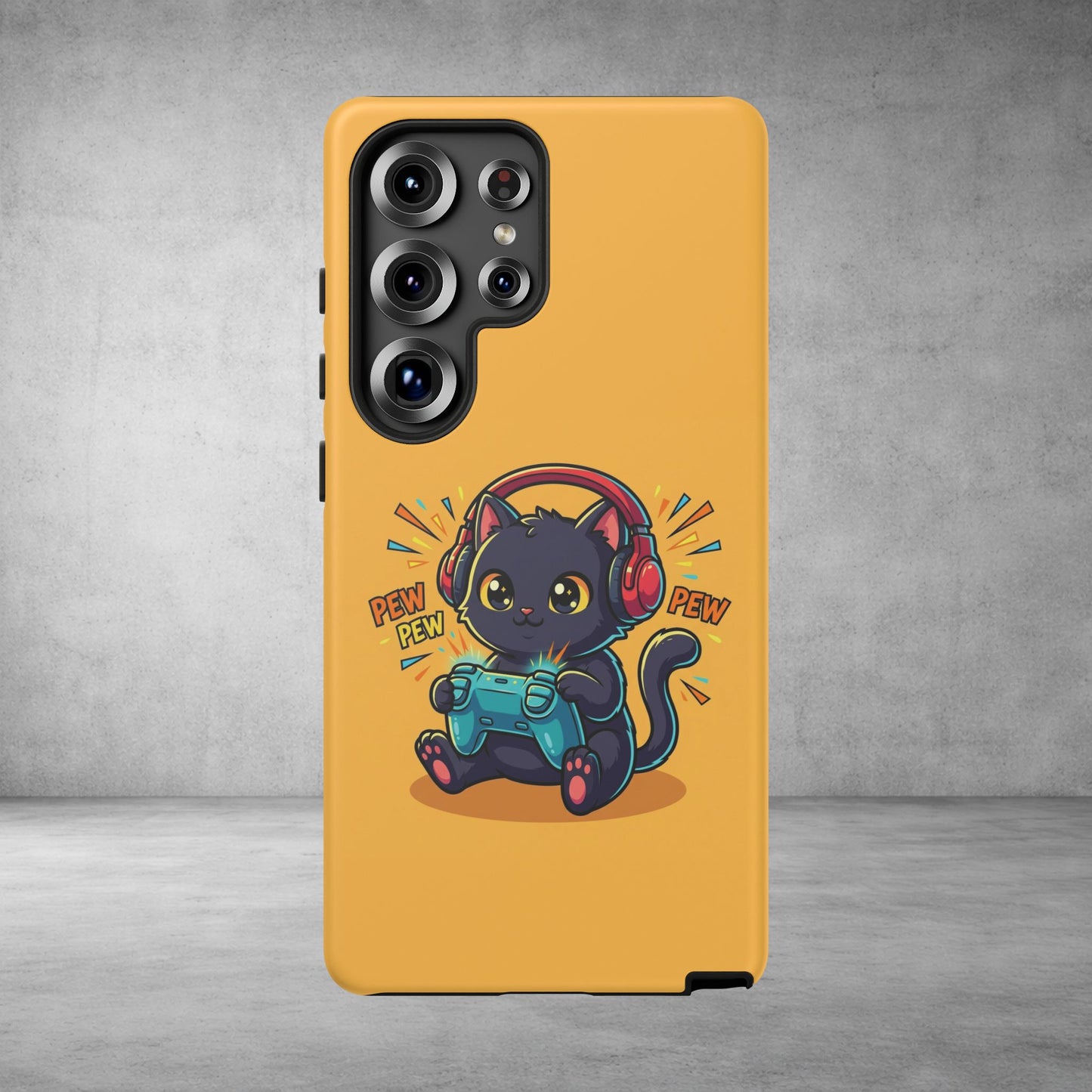 Cute Gamer Cat Phone Case - 'Pew Pew' Controller Design