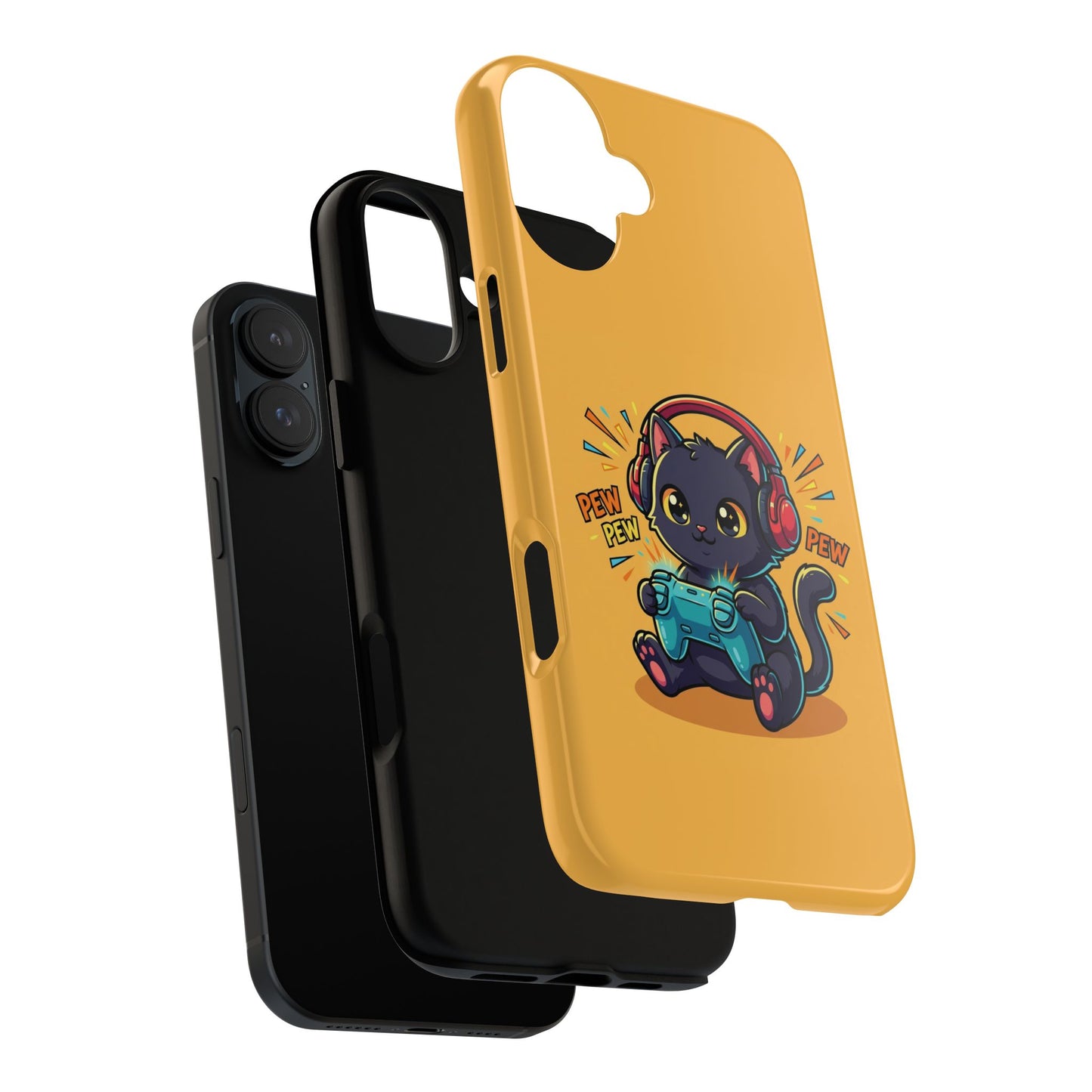 Cute Gamer Cat Phone Case - 'Pew Pew' Controller Design