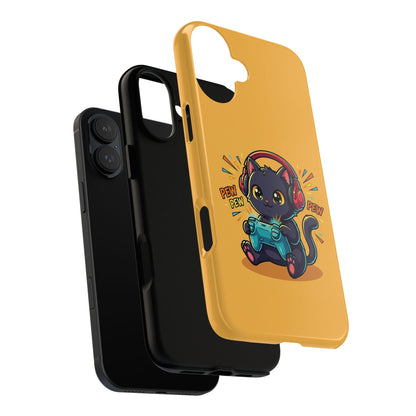 Cute Gamer Cat Phone Case - 'Pew Pew' Controller Design