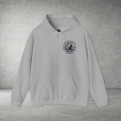 Certified Arcane Weirdo Hoodie | witchy goblincore, celestial crystals