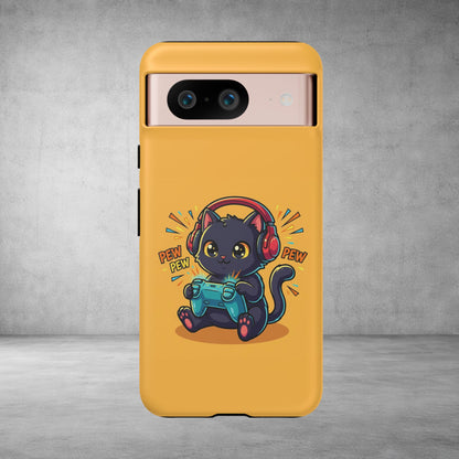 Cute Gamer Cat Phone Case - 'Pew Pew' Controller Design