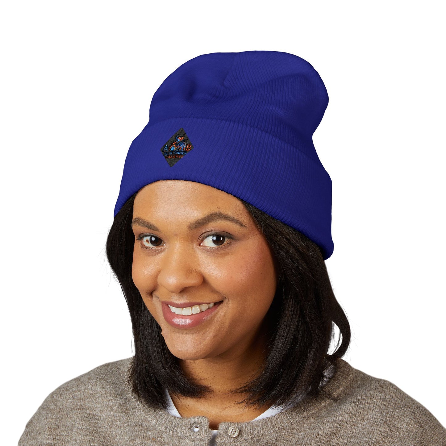 A Blue Ember Creative - Embroidered Diamond Cuffed Beanie