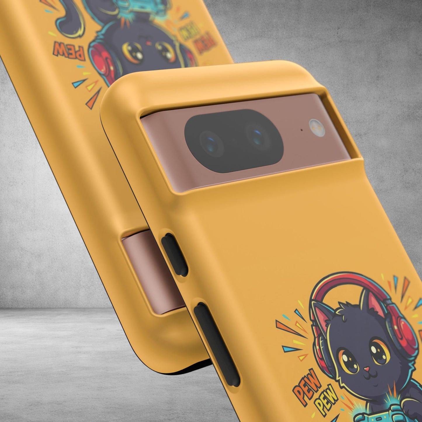 Cute Gamer Cat Phone Case - 'Pew Pew' Controller Design