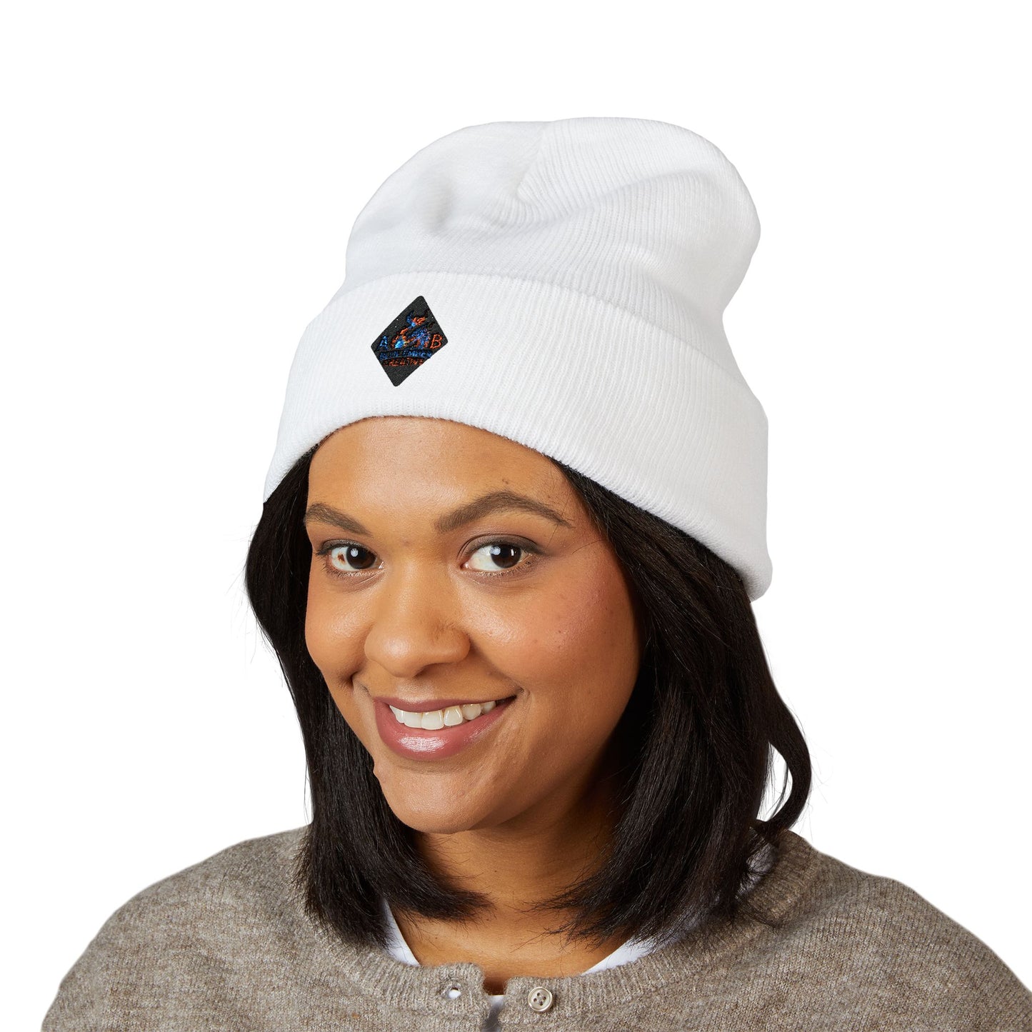 A Blue Ember Creative - Embroidered Diamond Cuffed Beanie