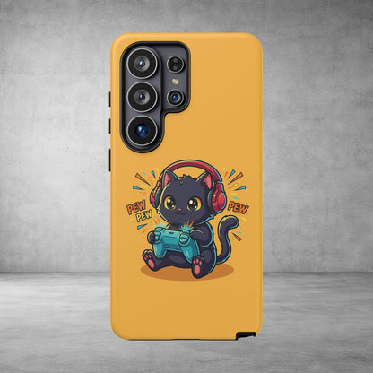 Cute Gamer Cat Phone Case - 'Pew Pew' Controller Design