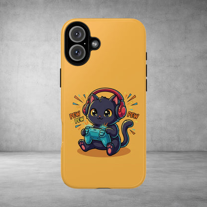 Cute Gamer Cat Phone Case - 'Pew Pew' Controller Design
