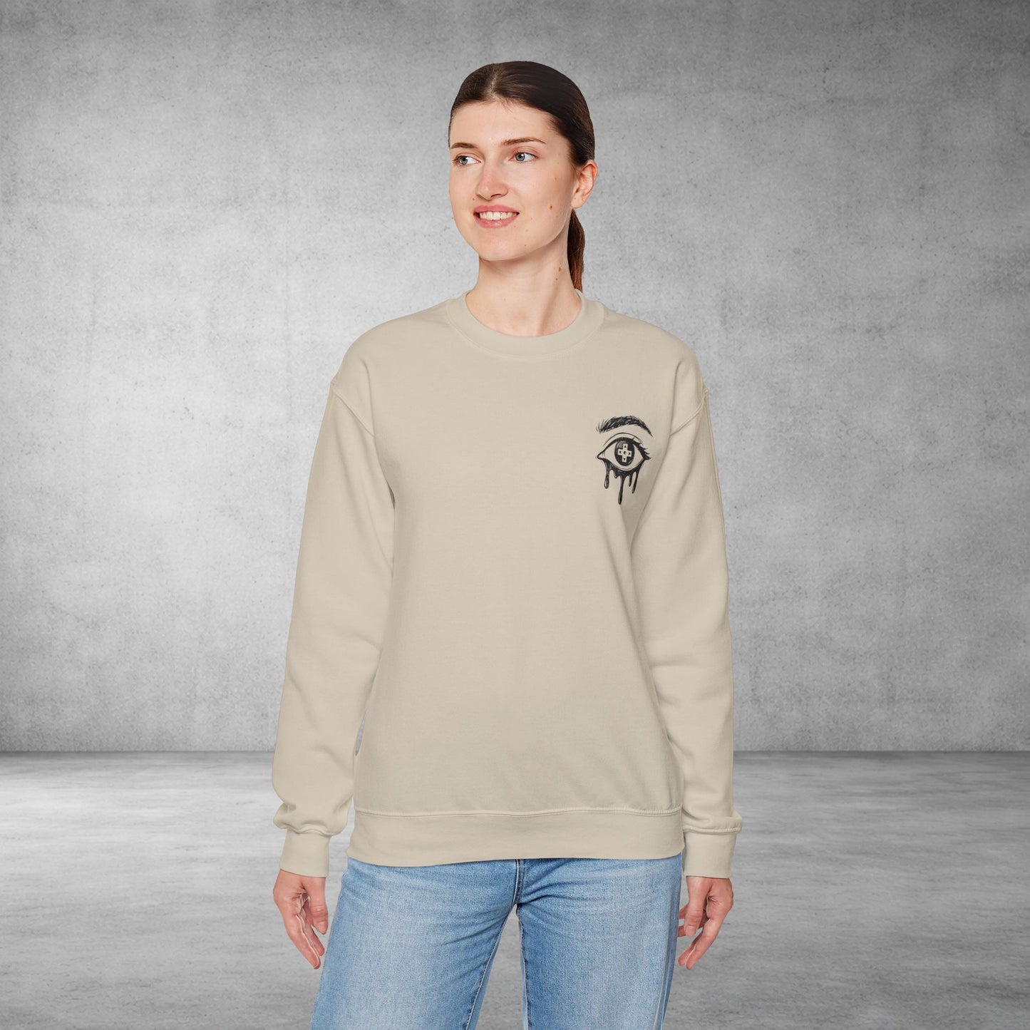 Crewneck Sweatshirt — 'Wake Yo Game Up, Let’s Game' Dripping Eye Gamer Design