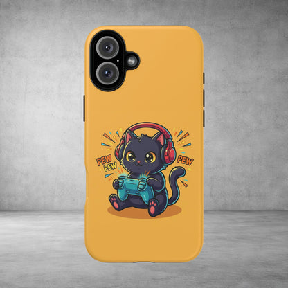 Cute Gamer Cat Phone Case - 'Pew Pew' Controller Design