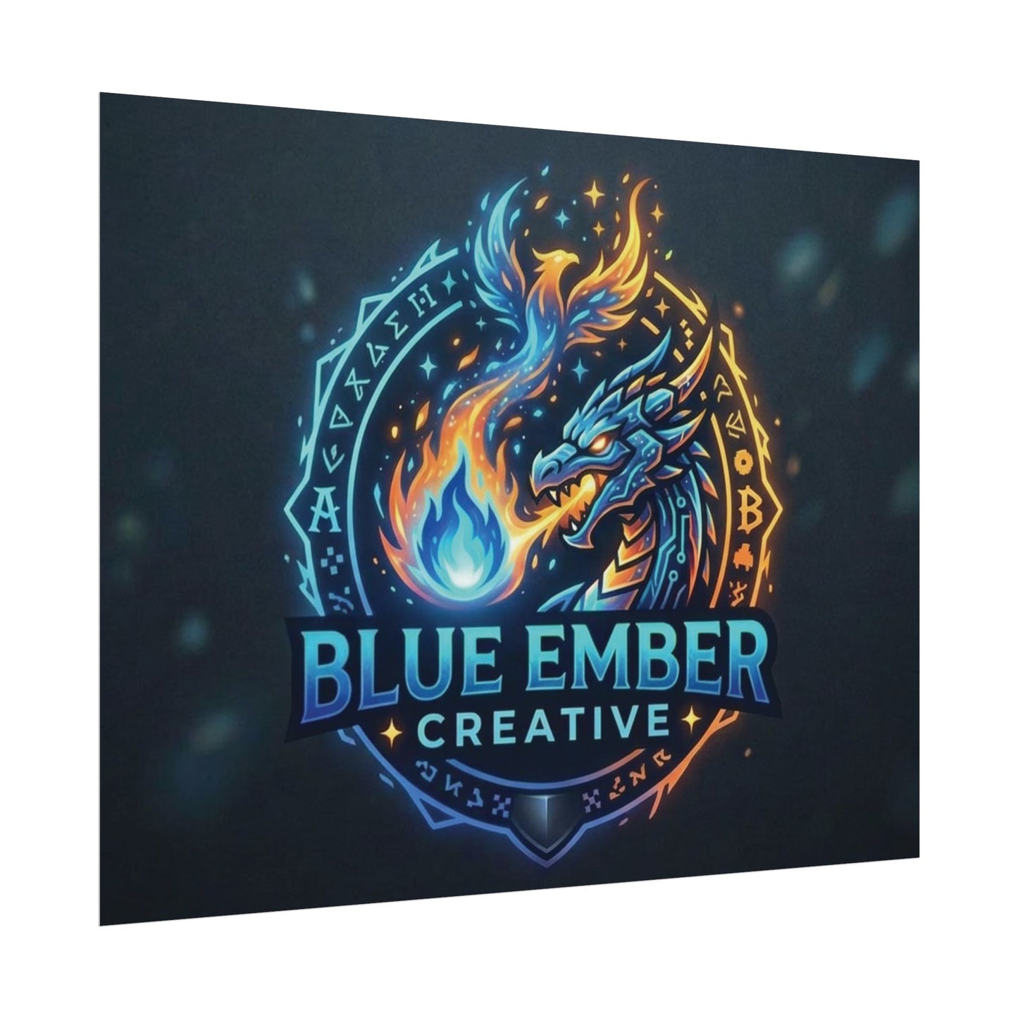 A Blue Ember Creative - Rolled Poster — Blue Ember Creative Dragon Logo Art