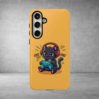 Cute Gamer Cat Phone Case - 'Pew Pew' Controller Design