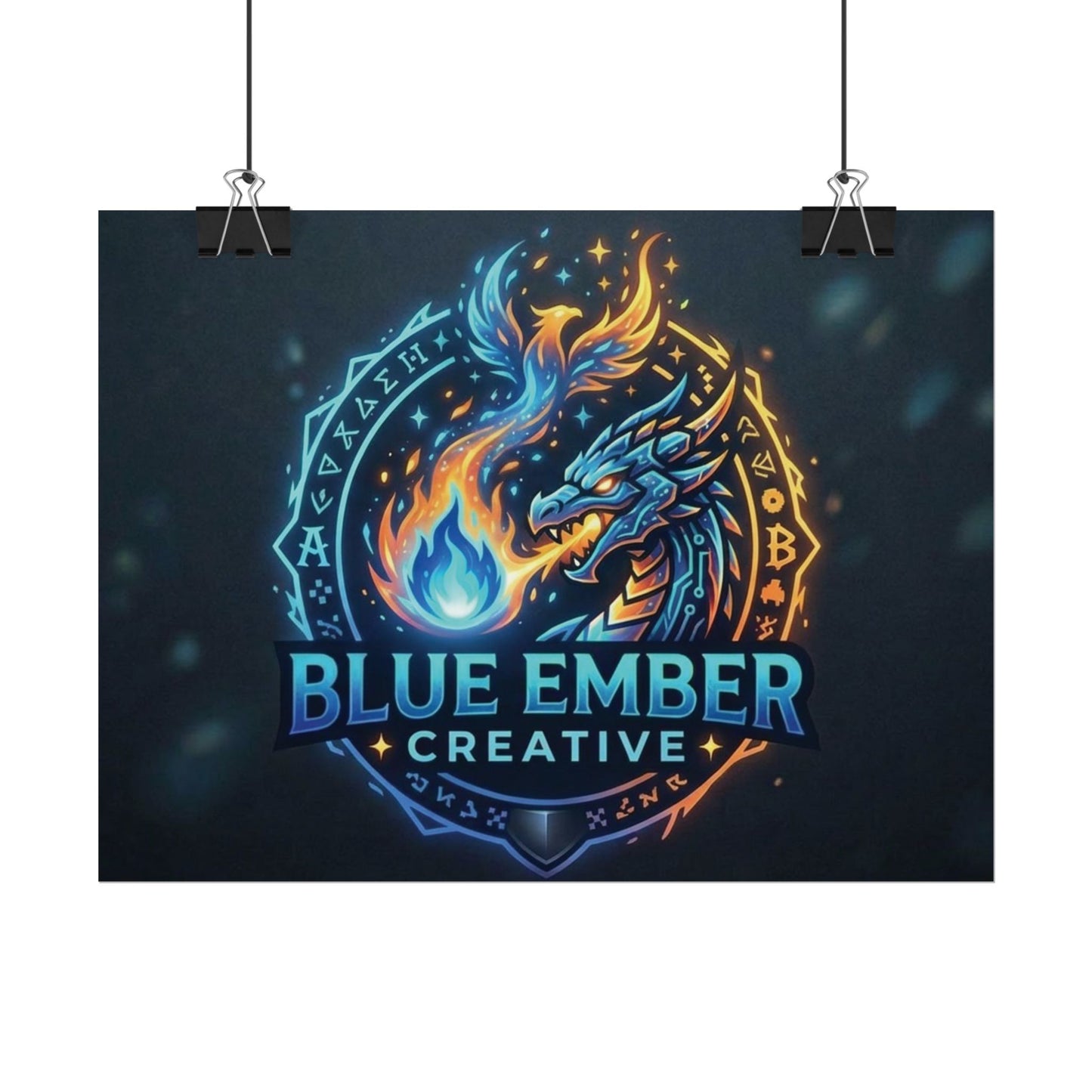 A Blue Ember Creative - Rolled Poster — Blue Ember Creative Dragon Logo Art