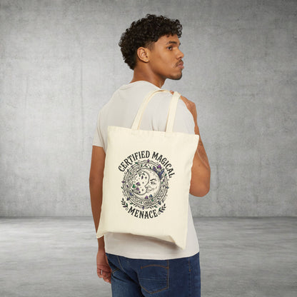 Certified Magical Menace Tote | witchy goblincore, celestial crystals