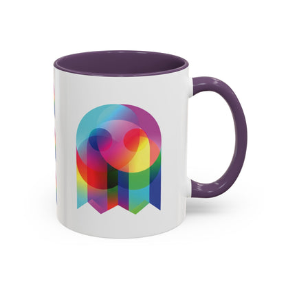 Rainbow Geometric Ghost Coffee Mug – Colorful Retro Pop Art Accent Mug (11/15oz)