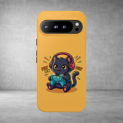 Cute Gamer Cat Phone Case - 'Pew Pew' Controller Design