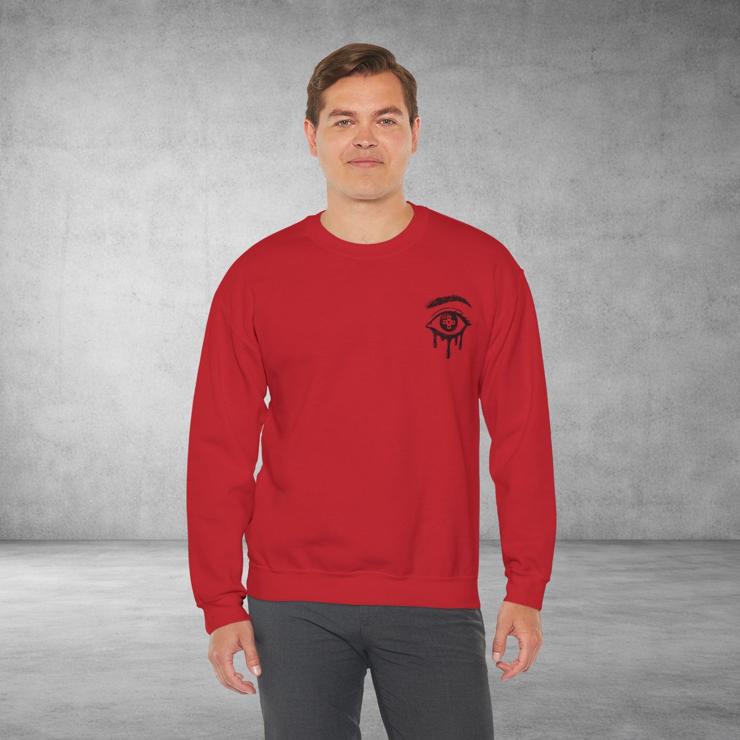 Crewneck Sweatshirt — 'Wake Yo Game Up, Let’s Game' Dripping Eye Gamer Design
