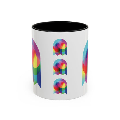 Rainbow Geometric Ghost Coffee Mug – Colorful Retro Pop Art Accent Mug (11/15oz)