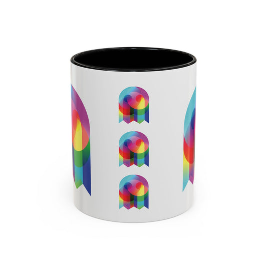 Rainbow Geometric Ghost Coffee Mug – Colorful Retro Pop Art Accent Mug (11/15oz)