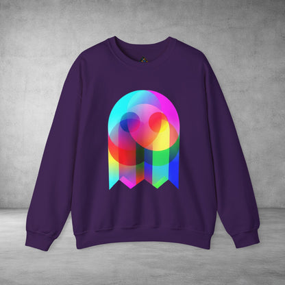Crewneck Sweatshirt — Colourful Overlap Ghost Art Graphic