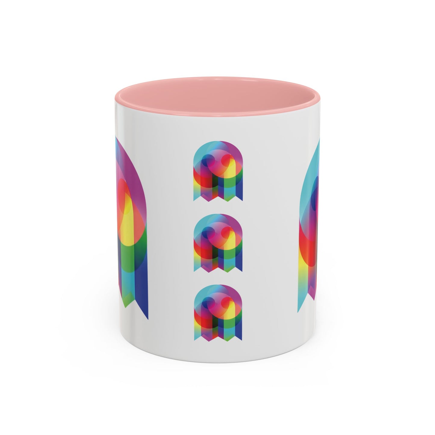 Rainbow Geometric Ghost Coffee Mug – Colorful Retro Pop Art Accent Mug (11/15oz)