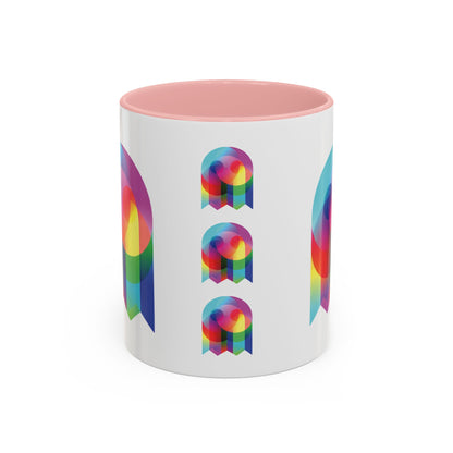 Rainbow Geometric Ghost Coffee Mug – Colorful Retro Pop Art Accent Mug (11/15oz)