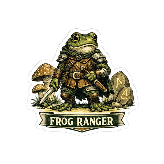 Frog Ranger Kiss-Cut Sticker — Cute RPG Amphibian Adventurer Vinyl Decal