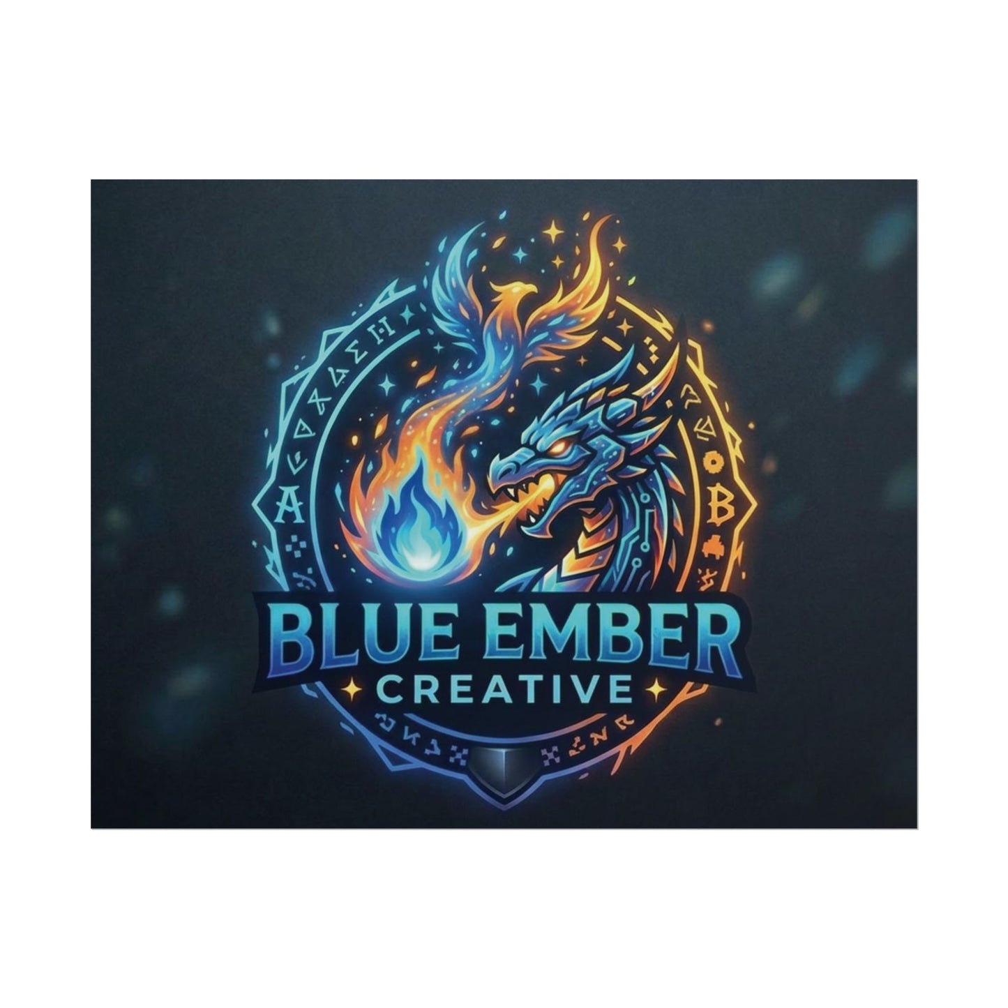 A Blue Ember Creative - Rolled Poster — Blue Ember Creative Dragon Logo Art