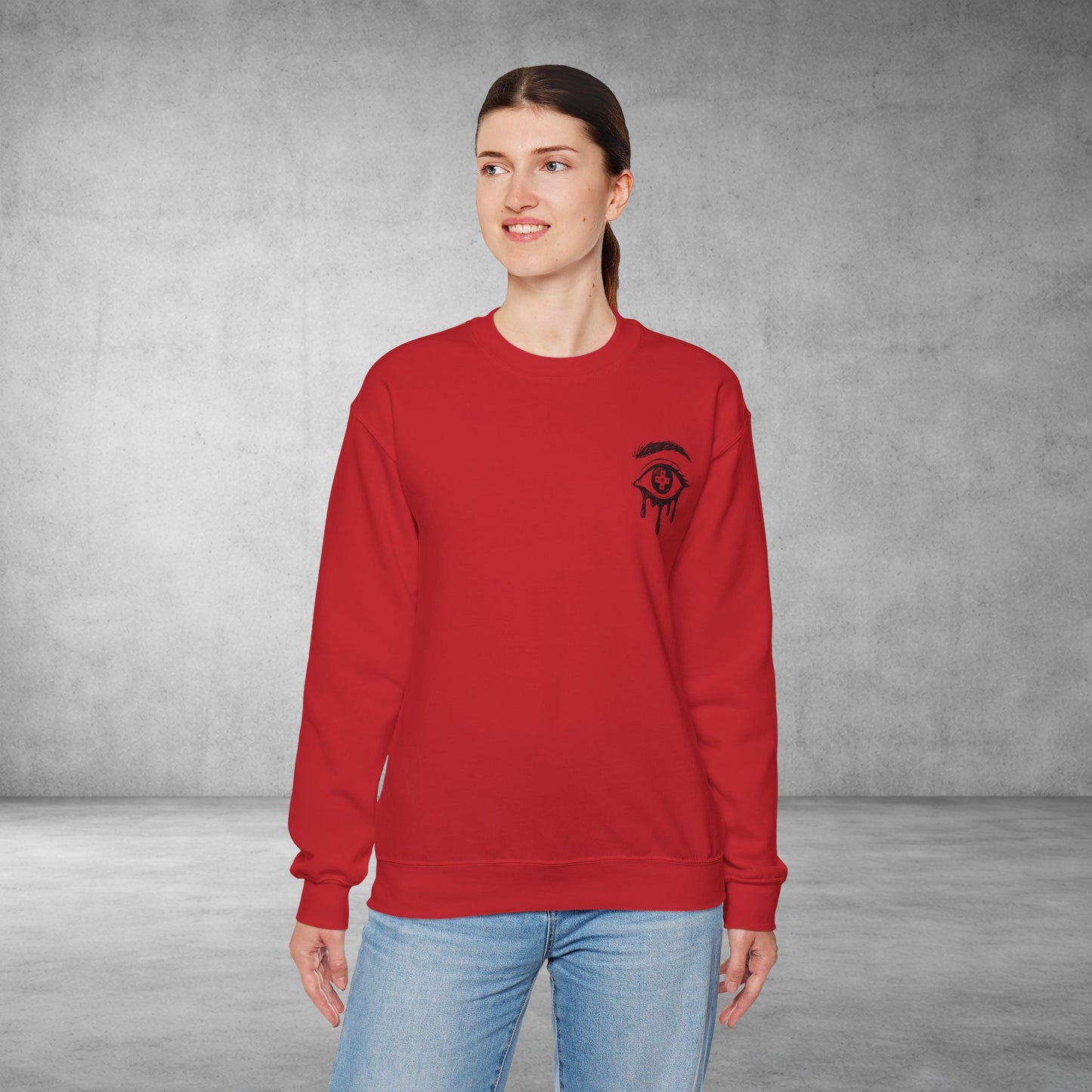 Crewneck Sweatshirt — 'Wake Yo Game Up, Let’s Game' Dripping Eye Gamer Design