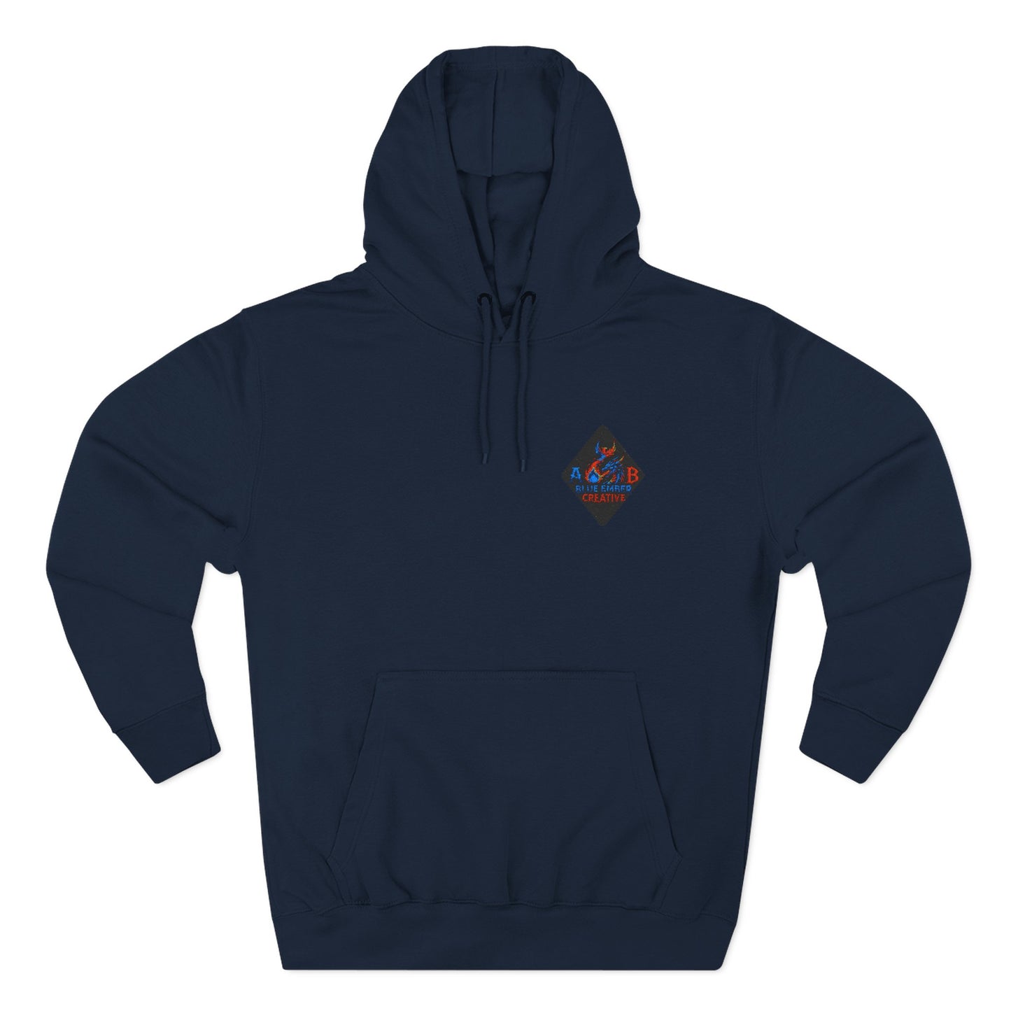 A Blue Ember Creative Geometric Diamond Hoodie — Small Chest Logo Pullover