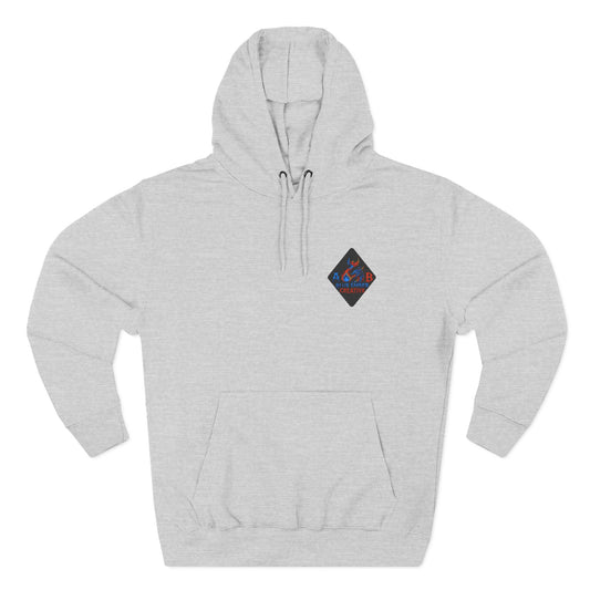 A Blue Ember Creative Geometric Diamond Hoodie — Small Chest Logo Pullover