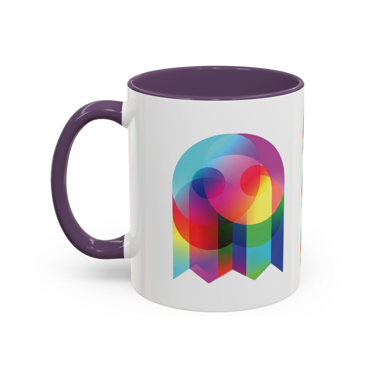Rainbow Geometric Ghost Coffee Mug – Colorful Retro Pop Art Accent Mug (11/15oz)