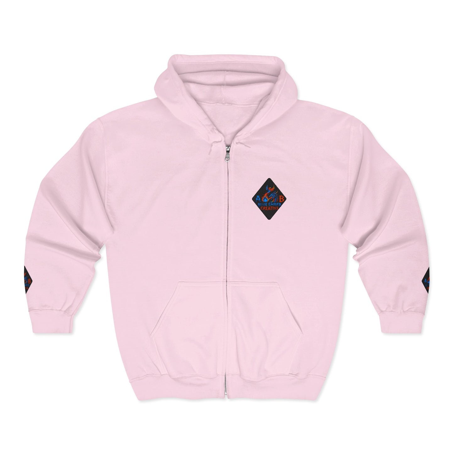 A Blue Ember Creative Diamond Zip Hoodie – Small Card Graphic