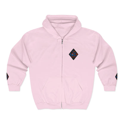A Blue Ember Creative Diamond Zip Hoodie – Small Card Graphic