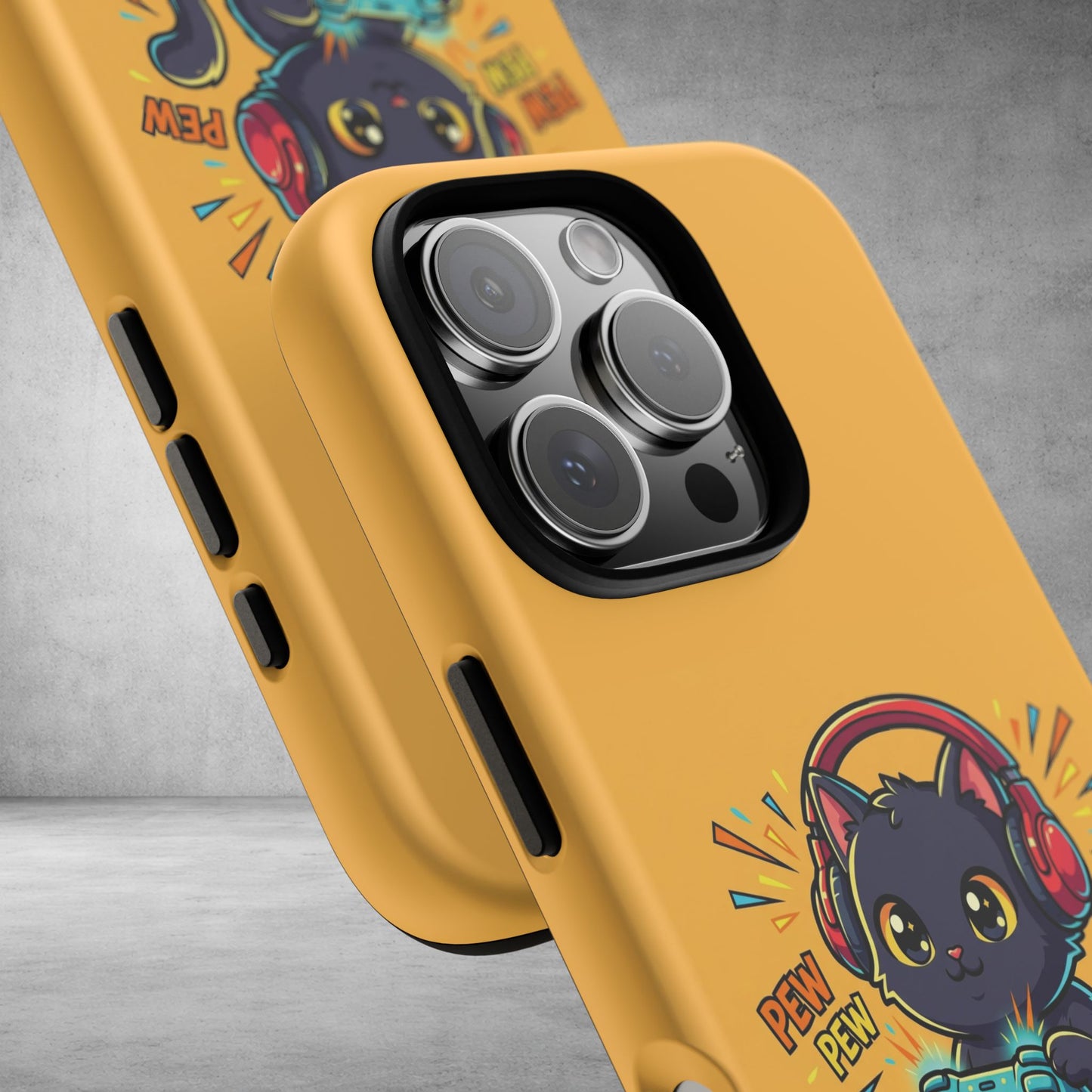 Cute Gamer Cat Phone Case - 'Pew Pew' Controller Design